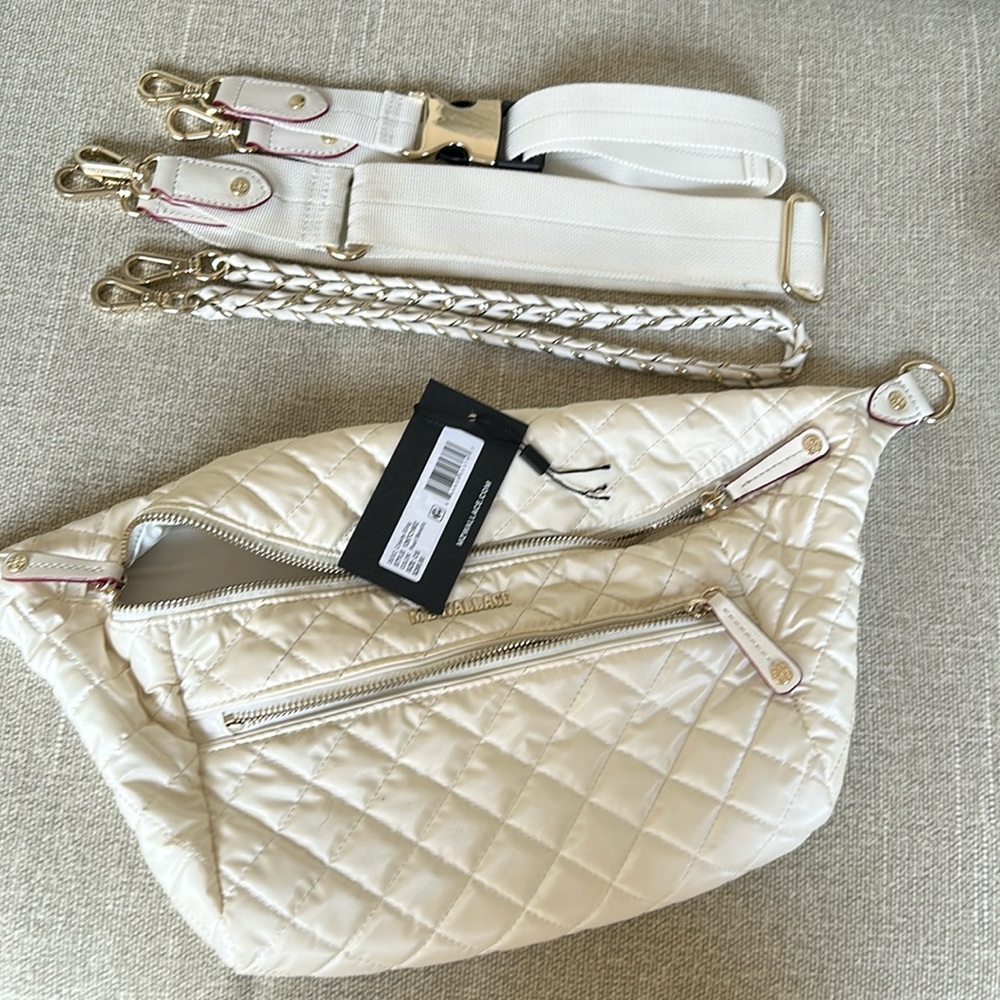 MZ Wallace Crosby Sling Bag in Pearl Metallic